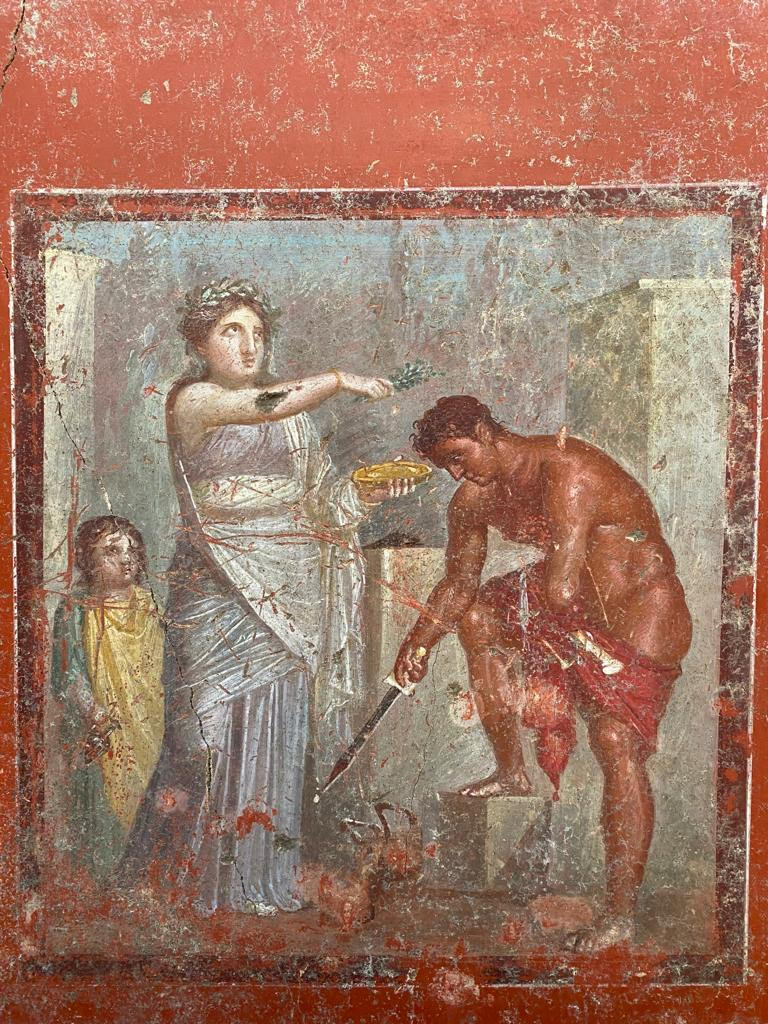 Pompei (IX ) Casa dei Pittori al lavoro: Ifigenia purifica Oreste